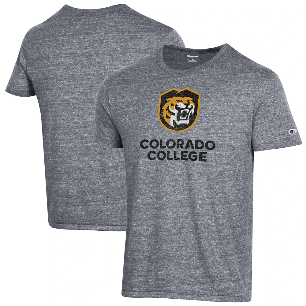 Men's Champion Heathered Gray Colorado College Tigers Ultimate Tri-Blend T-Shirt