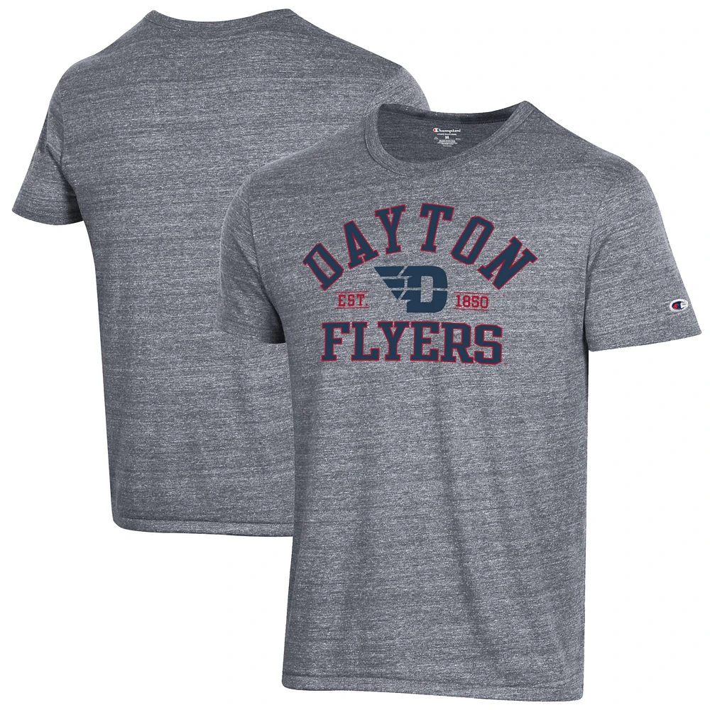 Men's Champion Heathered Gray Dayton Flyers Ultimate Tri-Blend T-Shirt
