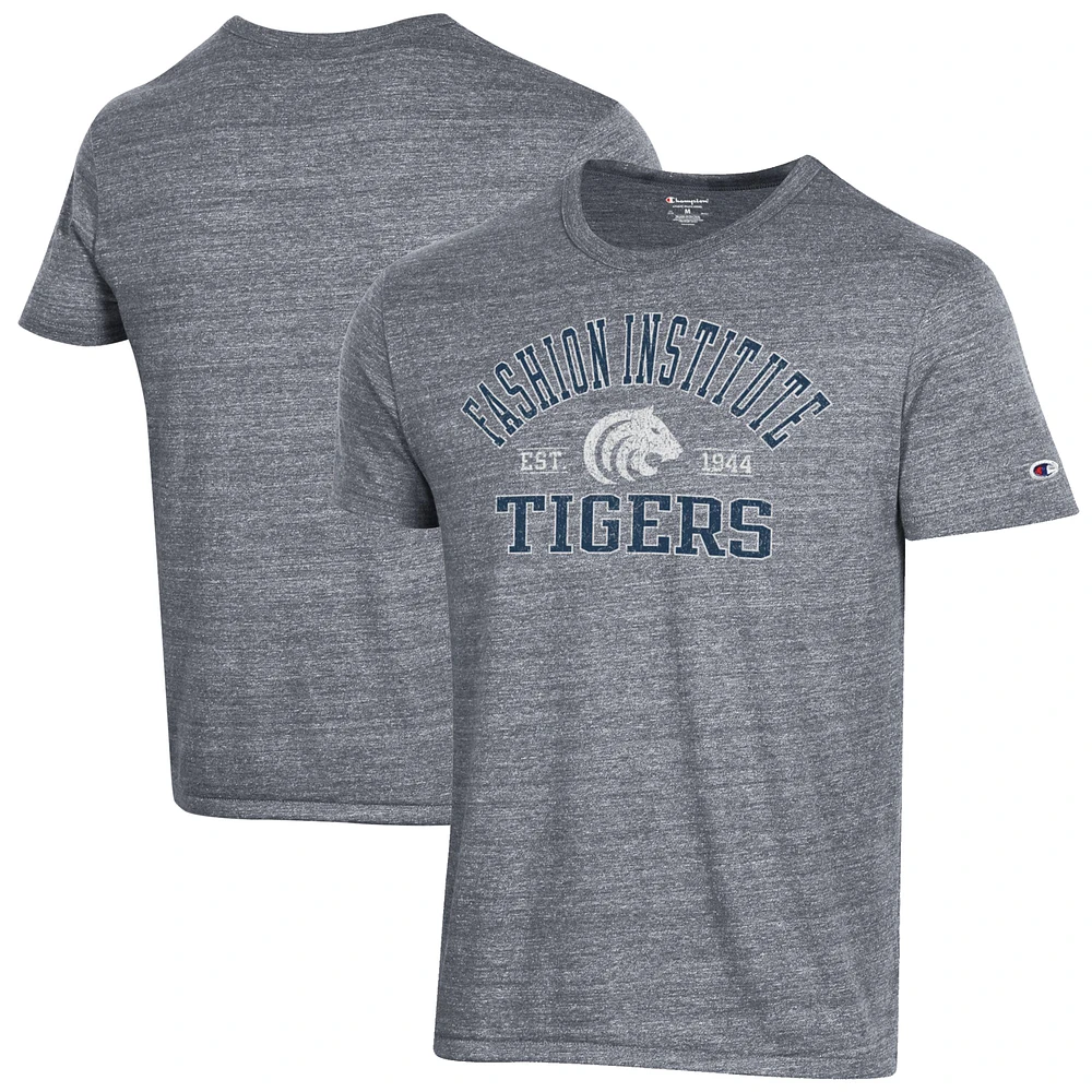 Men's Champion Heathered Gray SUNY Fashion Institute of Technology Tigers Ultimate Tri-Blend T-Shirt