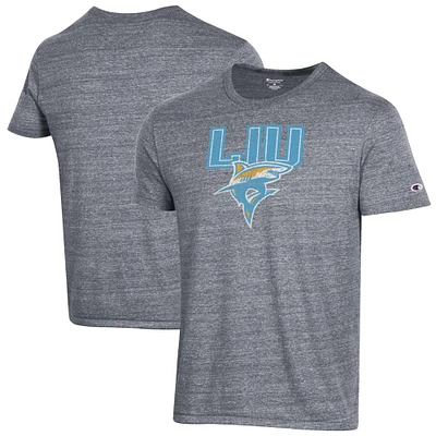 Men's Champion Heathered Gray LIU Sharks Ultimate Tri-Blend T-Shirt