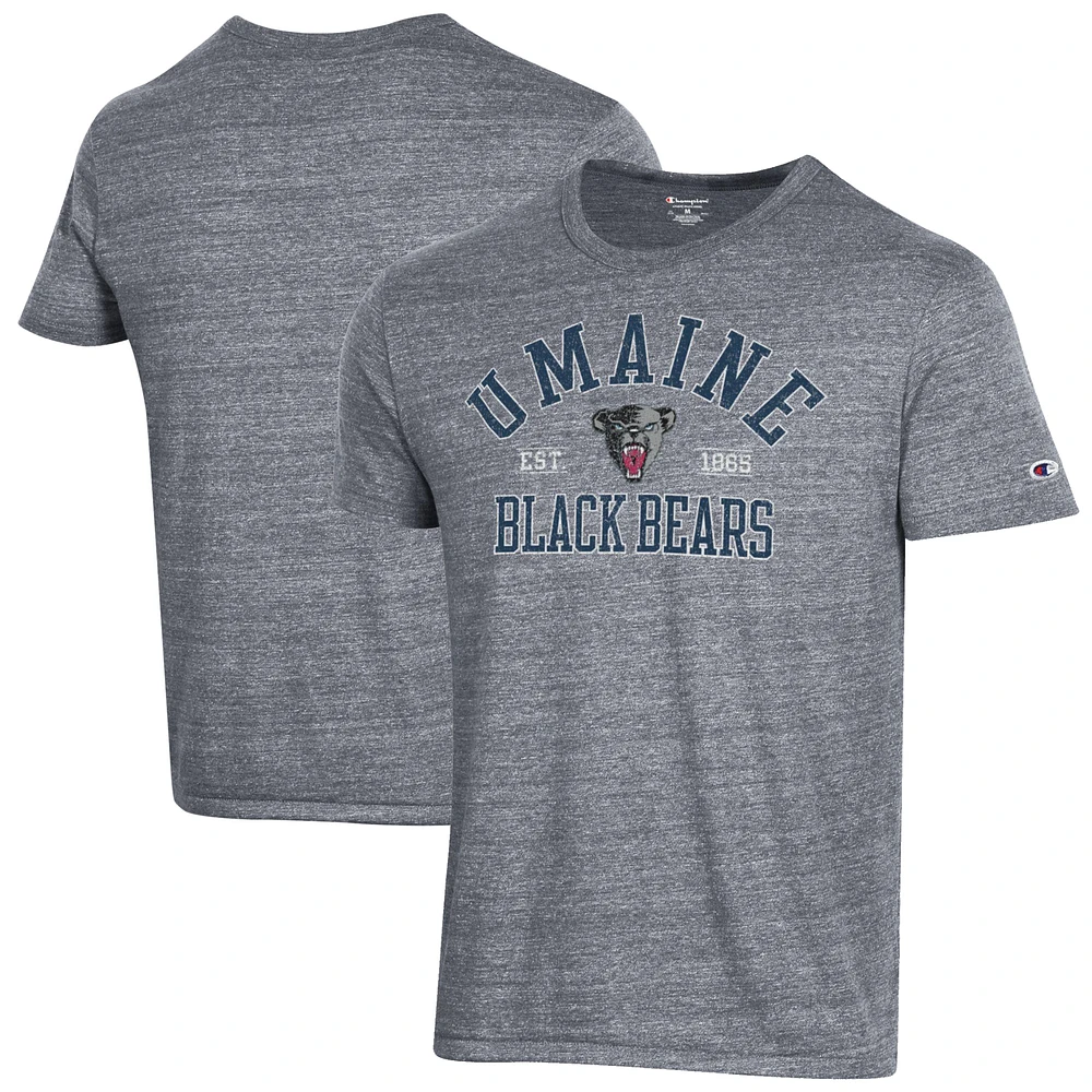 Men's Champion Heathered Gray Maine Black Bears Ultimate Tri-Blend T-Shirt