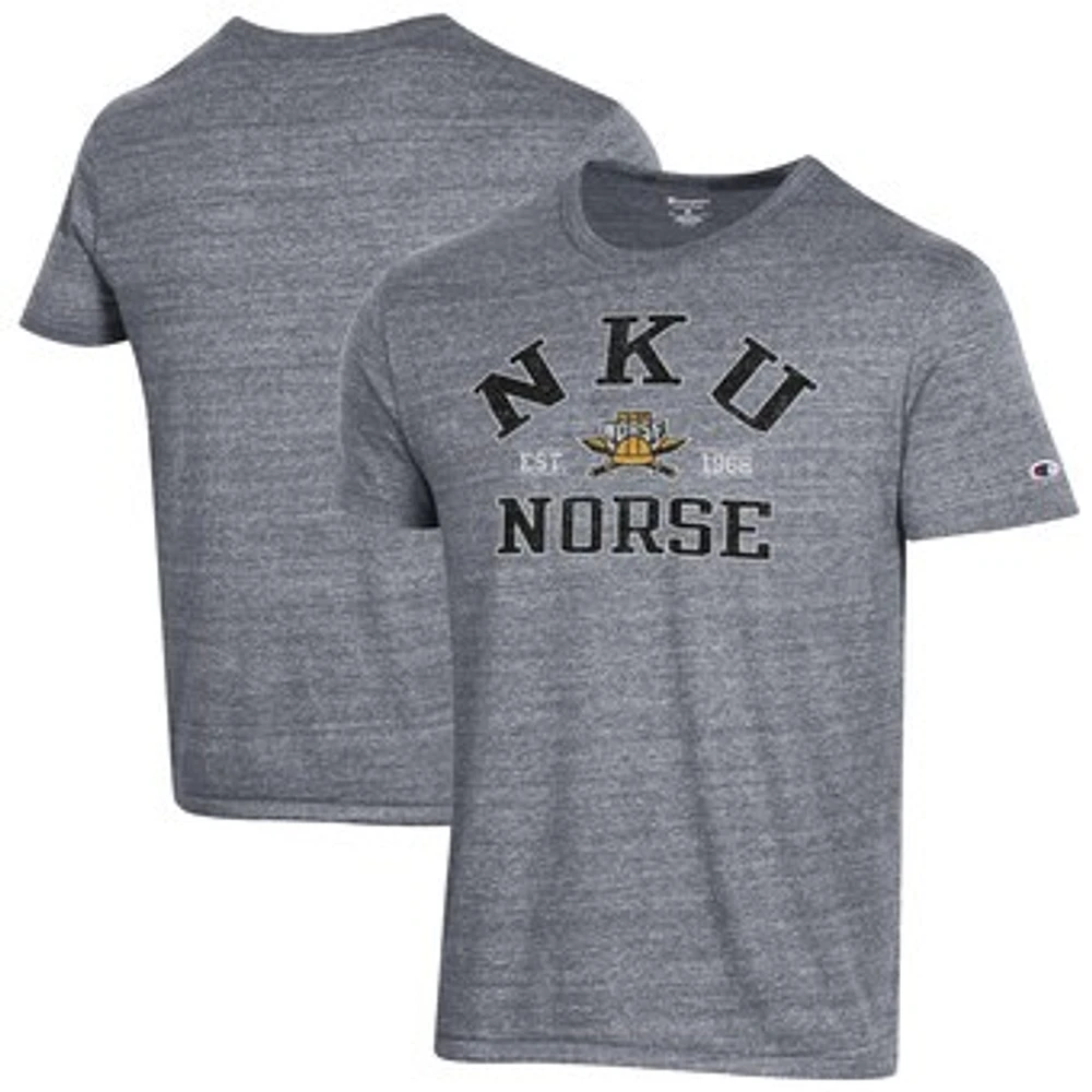 Men's Champion Heathered Gray Northern Kentucky University Norse Ultimate Tri-Blend T-Shirt