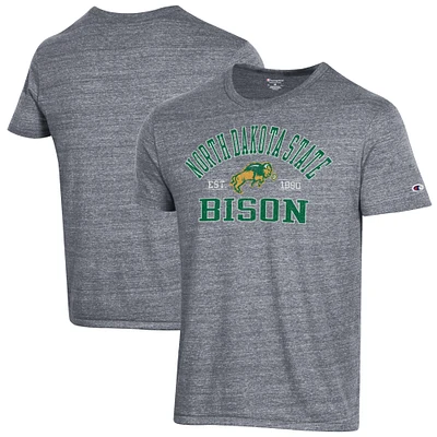 Men's Champion Heathered Gray NDSU Bison Ultimate Tri-Blend T-Shirt