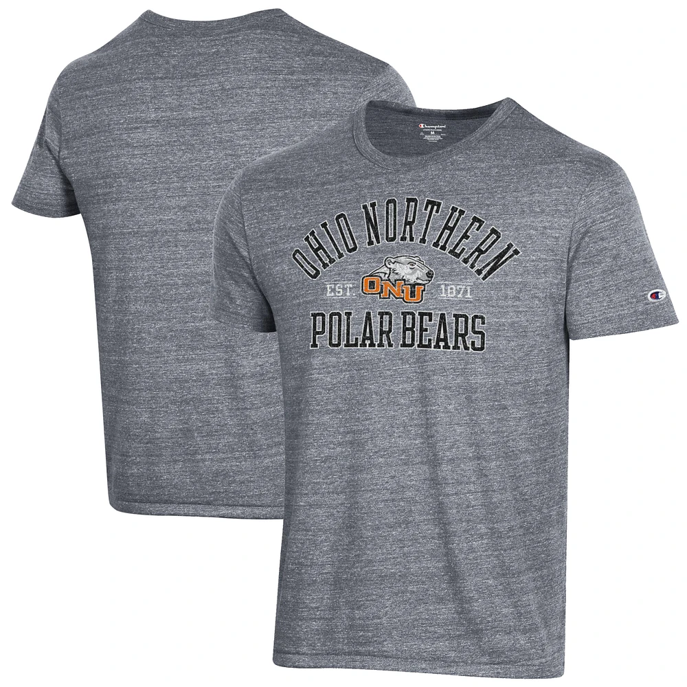 Men's Champion Heathered Gray Ohio Northern Polar Bears Ultimate Tri-Blend T-Shirt