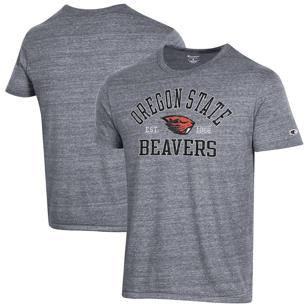 Men's Champion Heathered Gray Oregon State Beavers Ultimate Tri-Blend T-Shirt