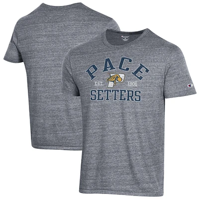 Men's Champion Heathered Gray Pace University Setters Ultimate Tri-Blend T-Shirt