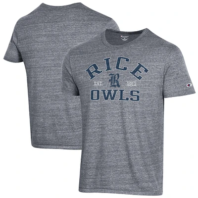 Men's Champion Heathered Gray Rice Owls Ultimate Tri-Blend T-Shirt