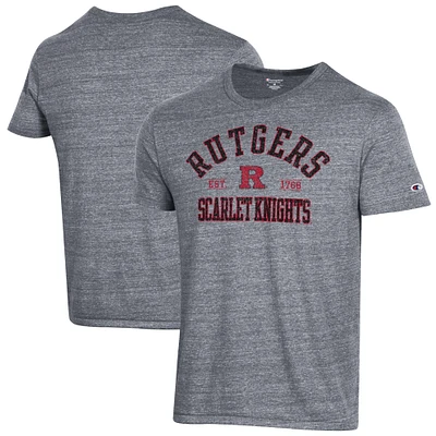 Men's Champion Heathered Gray Rutgers Scarlet Knights Ultimate Tri-Blend T-Shirt