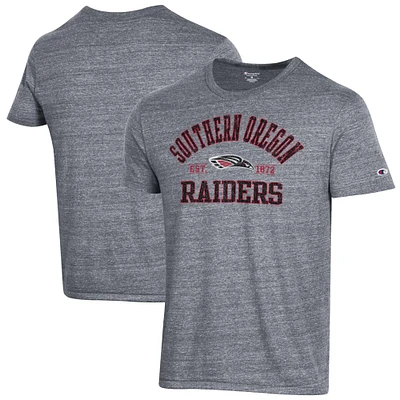 Men's Champion Heathered Gray Southern Oregon Raiders Ultimate Tri-Blend T-Shirt