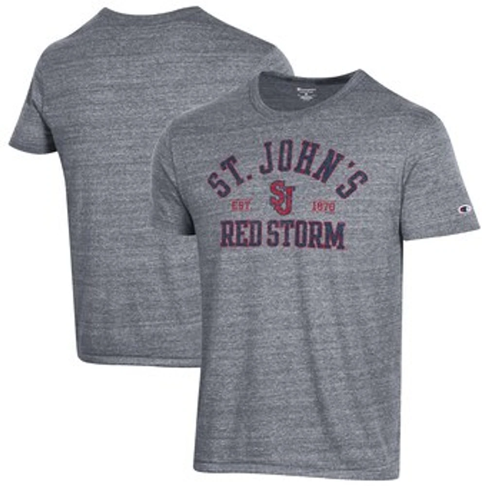 Men's Champion Heathered Gray St. Johns Red Storm Ultimate Tri-Blend T-Shirt