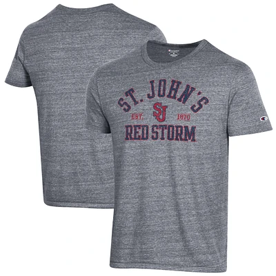 Men's Champion Heathered Gray St. Johns Red Storm Ultimate Tri-Blend T-Shirt