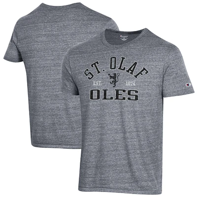 Men's Champion Heathered Gray St. Olaf Oles Ultimate Tri-Blend T-Shirt