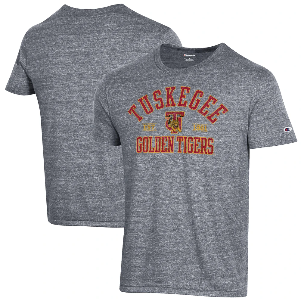 Men's Champion Heathered Gray Tuskegee Golden Tigers Ultimate Tri-Blend T-Shirt