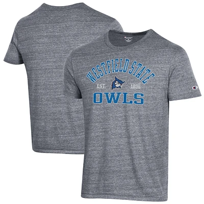 Men's Champion Heathered Gray Westfield State Owls Ultimate Tri-Blend T-Shirt