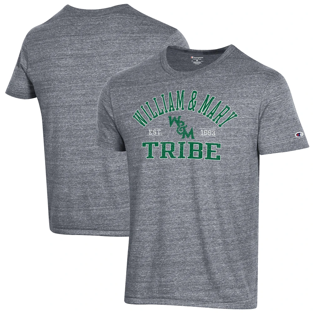 Men's Champion Heathered Gray William & Mary Tribe Ultimate Tri-Blend T-Shirt