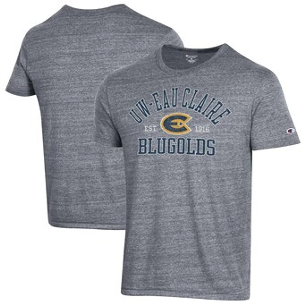 Men's Champion Heathered Gray Wisconsin Eau Claire Blugolds Ultimate Tri-Blend T-Shirt
