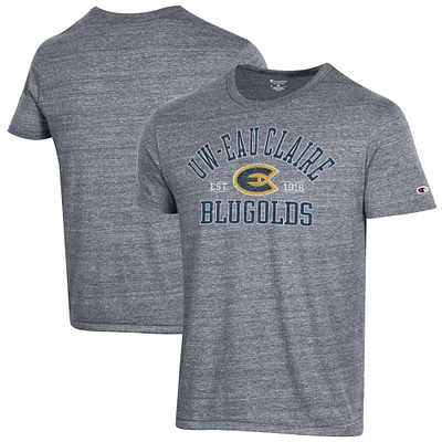 Men's Champion Heathered Gray Wisconsin Eau Claire Blugolds Ultimate Tri-Blend T-Shirt