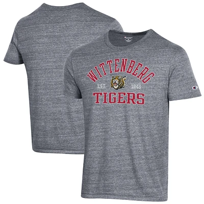 Men's Champion Heathered Gray Wittenberg University Tigers Ultimate Tri-Blend T-Shirt