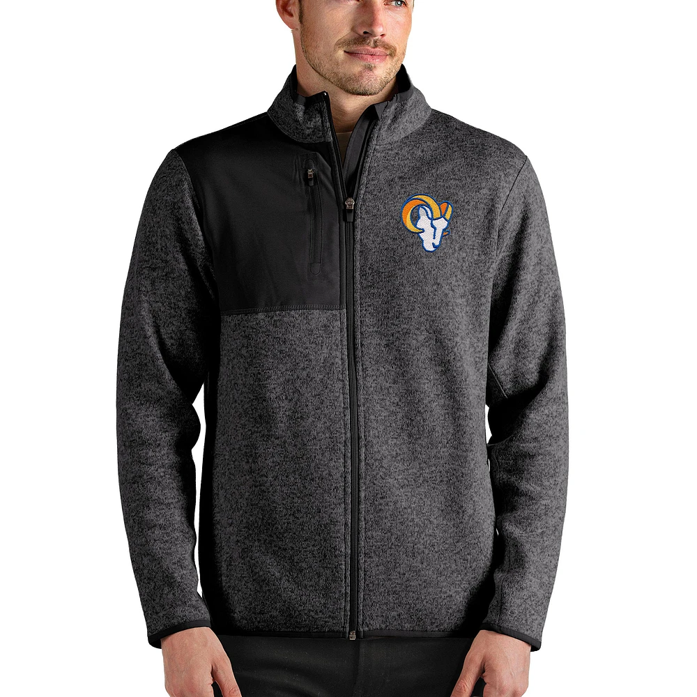 Men's Antigua Black Los Angeles Rams Fortune Full-Zip Jacket