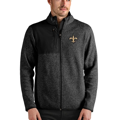 Men's Antigua Black New Orleans Saints Fortune Full-Zip Jacket