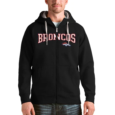 Men's Antigua Denver Broncos Wordmark Victory Full-Zip Hoodie