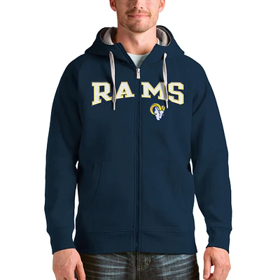Men's Antigua Navy Los Angeles Rams Wordmark Victory Full-Zip Hoodie