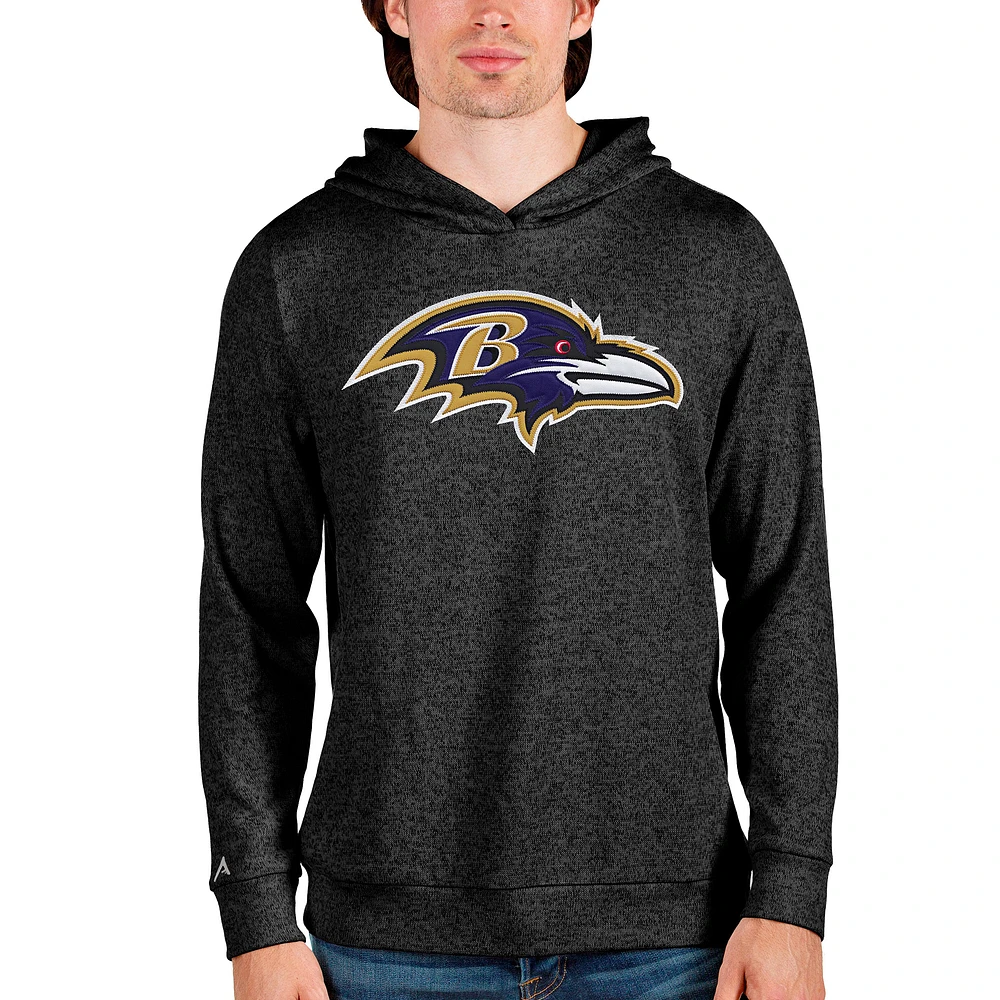 Men's Antigua Heathered Black Baltimore Ravens Team Absolute Pullover Hoodie