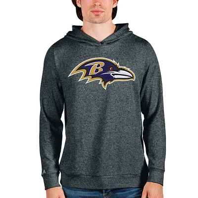 Men's Antigua Heathered Charcoal Baltimore Ravens Team Absolute Pullover Hoodie