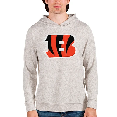 Men's Antigua Oatmeal Cincinnati Bengals Team Absolute Pullover Hoodie
