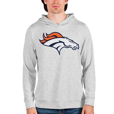 Men's Antigua Heathered Gray Denver Broncos Team Absolute Pullover Hoodie