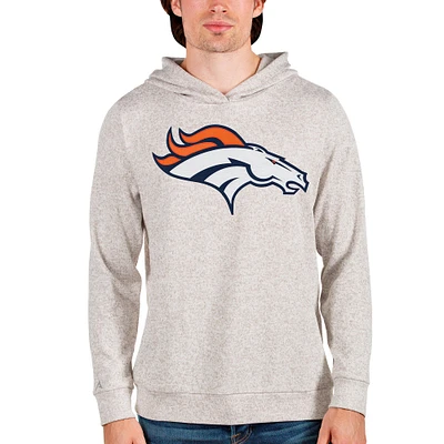 Men's Antigua Oatmeal Denver Broncos Team Absolute Pullover Hoodie