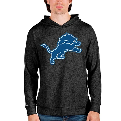 Men's Antigua Heathered Black Detroit Lions Team Absolute Pullover Hoodie