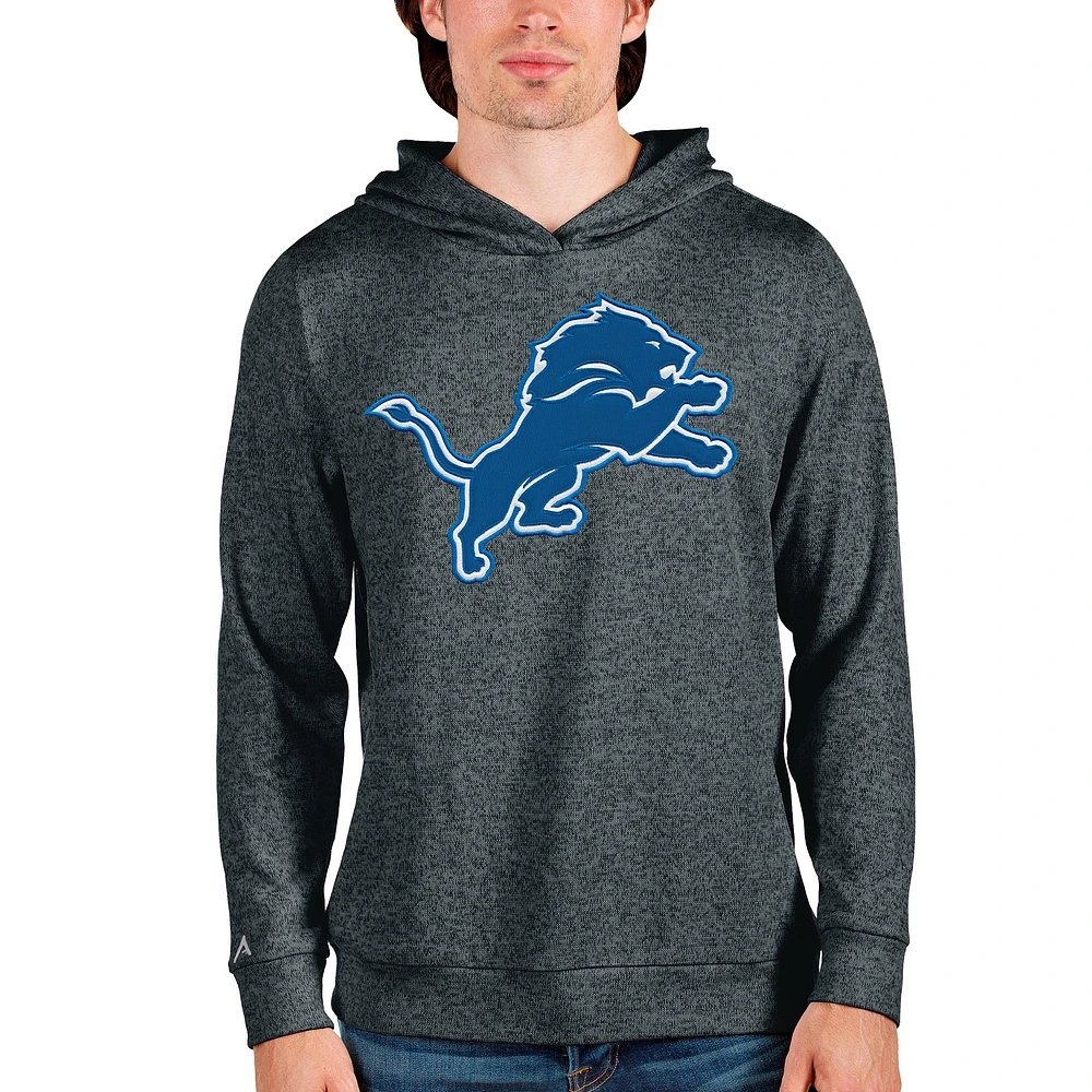 Men's Antigua Heathered Charcoal Detroit Lions Team Absolute Pullover Hoodie