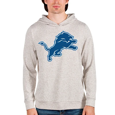 Men's Antigua Oatmeal Detroit Lions Team Absolute Pullover Hoodie