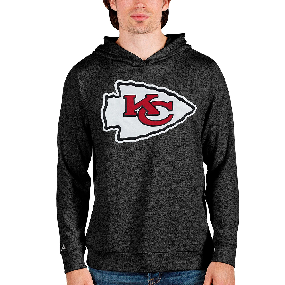 Men's Antigua Heathered Black Kansas City Chiefs Team Absolute Pullover Hoodie