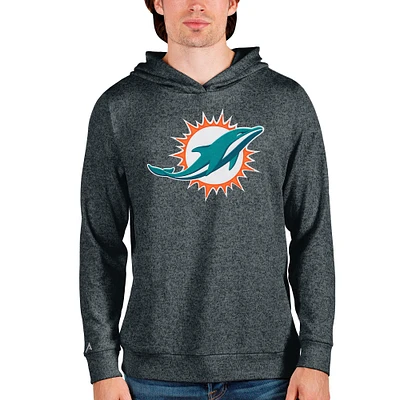 Men's Antigua Heathered Charcoal Miami Dolphins Team Absolute Pullover Hoodie