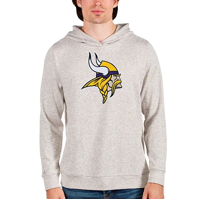 Men's Antigua Oatmeal Minnesota Vikings Team Absolute Pullover Hoodie
