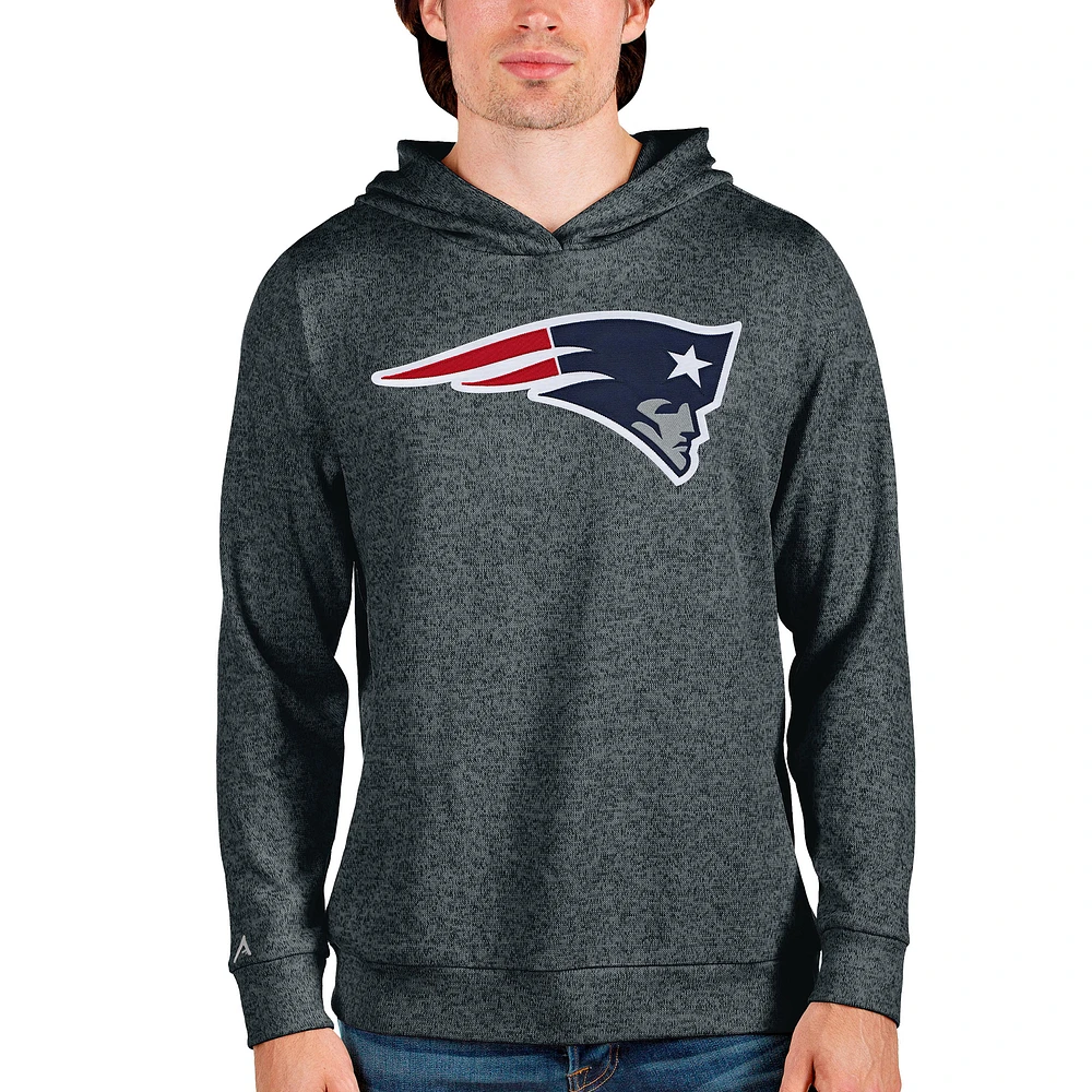 Men's Antigua Heathered Charcoal New England Patriots Team Absolute Pullover Hoodie