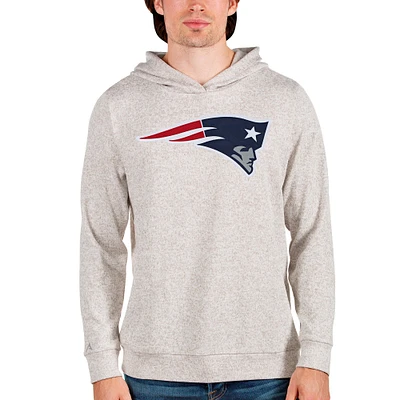 Men's Antigua Oatmeal New England Patriots Team Absolute Pullover Hoodie