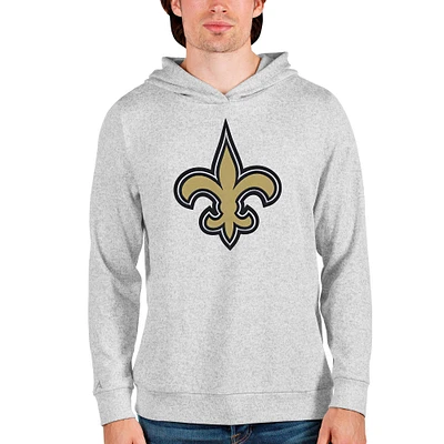 Men's Antigua Heathered Gray New Orleans Saints Team Absolute Pullover Hoodie