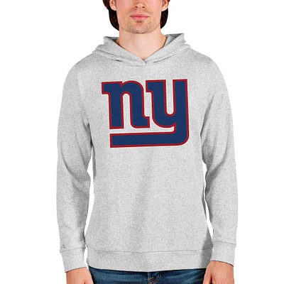 Men's Antigua Heathered Gray New York Giants Team Absolute Pullover Hoodie