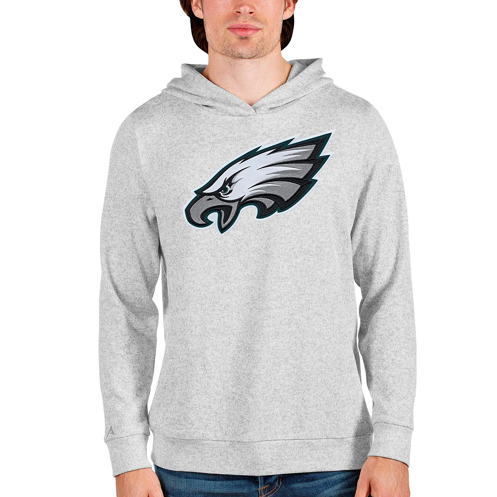 Men's Antigua Heathered Gray Philadelphia Eagles Team Absolute Pullover Hoodie