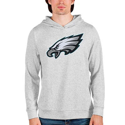Men's Antigua Heathered Gray Philadelphia Eagles Team Absolute Pullover Hoodie