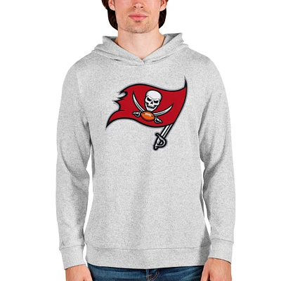 Men's Antigua Heathered Gray Tampa Bay Buccaneers Team Absolute Pullover Hoodie