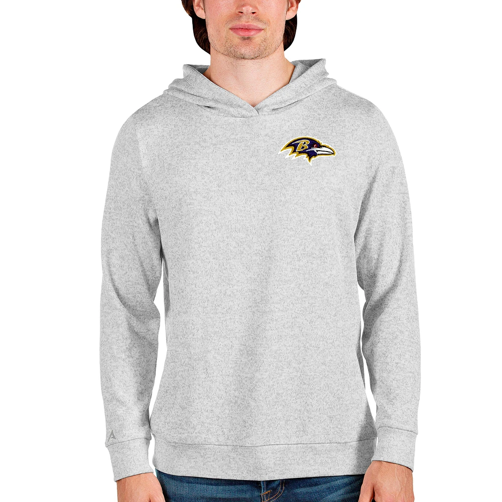 Men's Antigua Heathered Gray Baltimore Ravens Absolute Pullover Hoodie