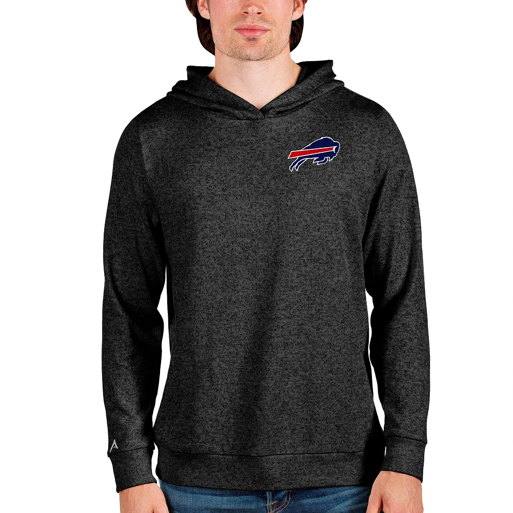 Men's Antigua Heathered Black Buffalo Bills Absolute Pullover Hoodie