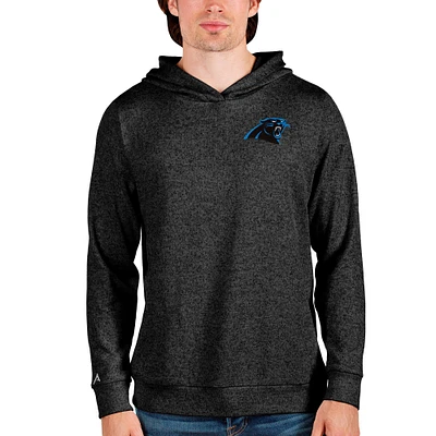 Men's Antigua Heathered Black Carolina Panthers Absolute Pullover Hoodie
