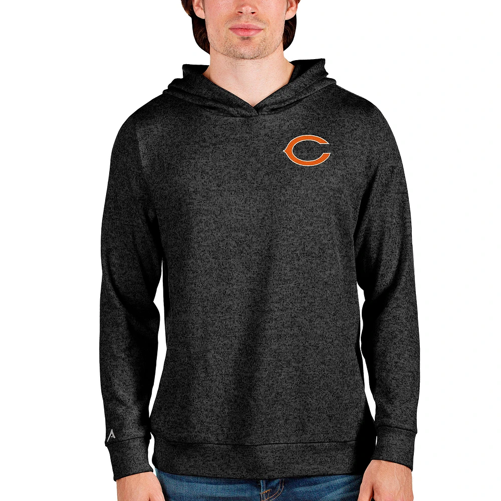 Men's Antigua Heathered Black Chicago Bears Absolute Pullover Hoodie