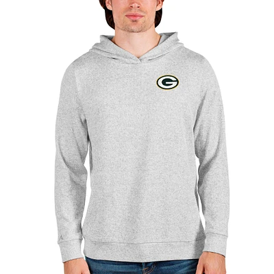 Men's Antigua Heathered Gray Green Bay Packers Absolute Pullover Hoodie