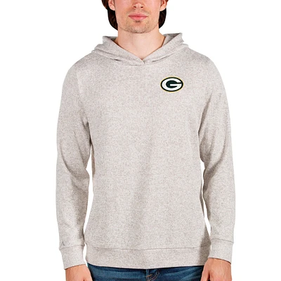 Men's Antigua Oatmeal Green Bay Packers Absolute Pullover Hoodie